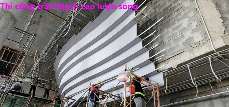 Trần thạch cao giật cáp uốn cong